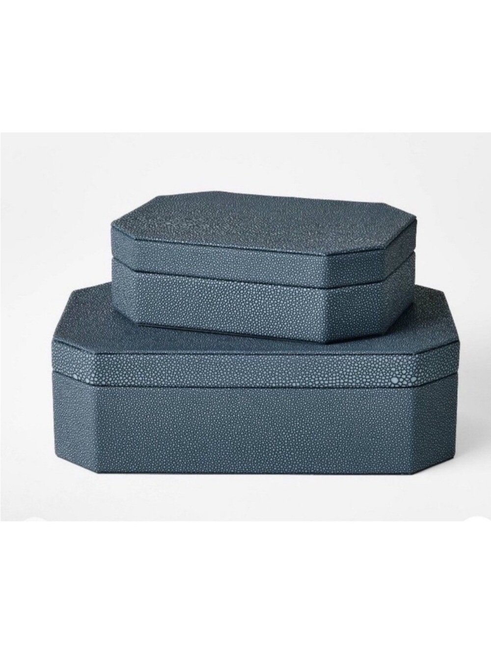 Faux Shagreen Storage Decor Box Set Blue - Threshold Studio McGee SMALL